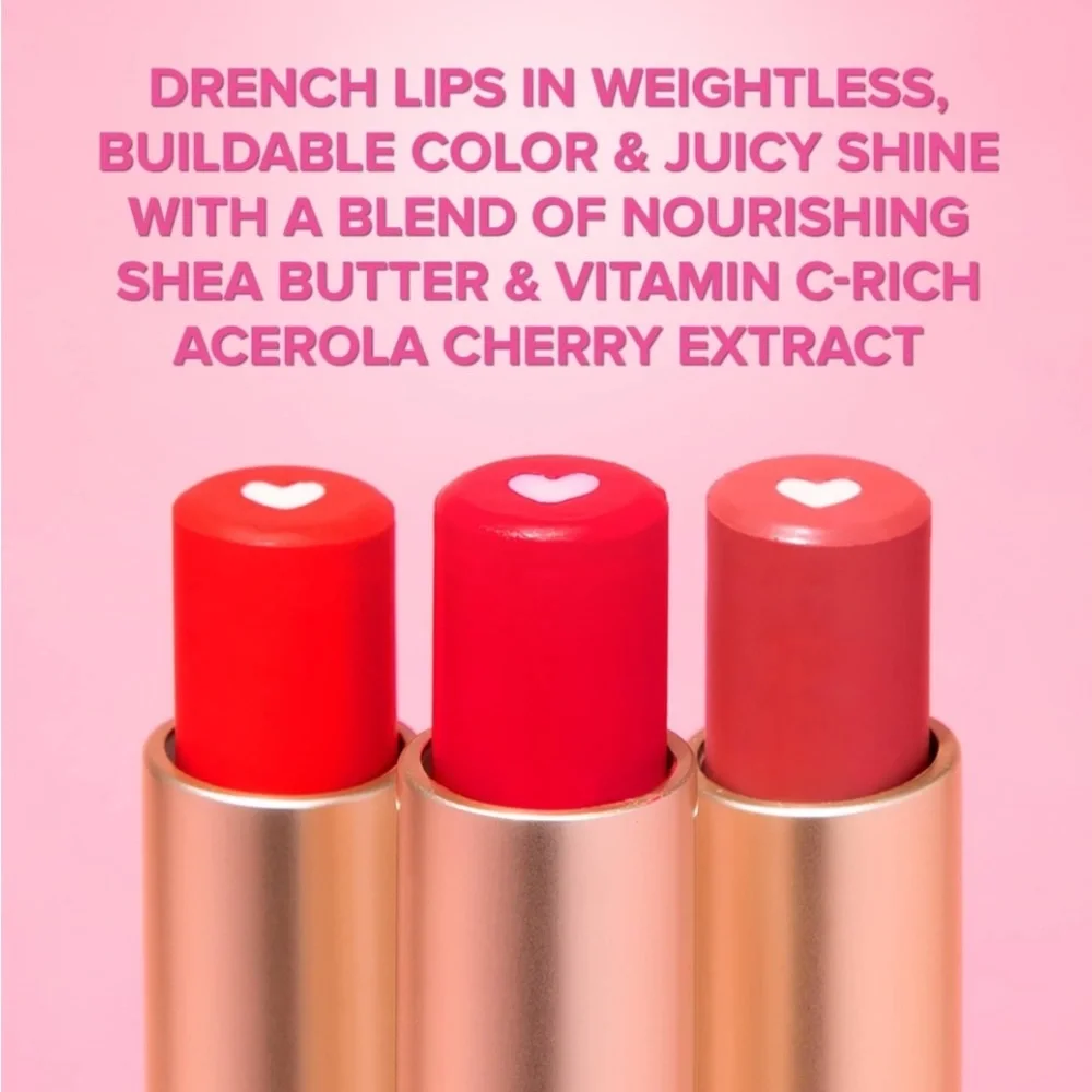 TOO FACED TOO FEMME HEART CORE LIPSTICK - Heart Core (cherry red) NIB